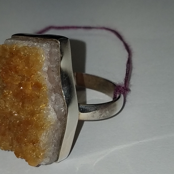 Big natural cut Citrine Ring size 9 - Picture 5 of 7